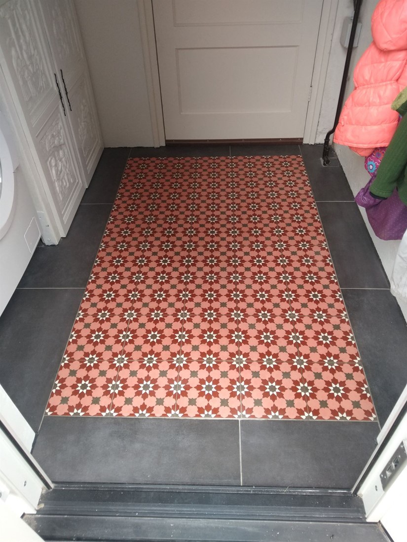 Pink deals floor tiles